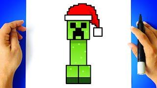 How to DRAW a CHRISTMAS CREEPER - MINECRAFT