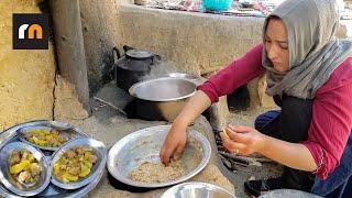 Cooking Traditional Food "Meatball and Potato" in Beautiful Old Village Yard