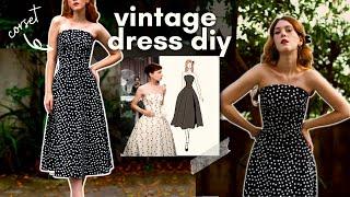 DIY 50's INSPIRED CORSET DRESS - full sewing tutorial + patternmaking