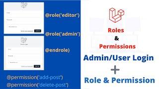 Laravel Multi Auth with Roles and Permissions | Laravel Custom Directive [HINDI]