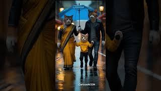 Cute kittens enjoying Rainy weather with parents  kitten With Family #kittenslovers #shorts #cute