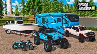SUMMER LAKE BOATING & CAMPING! (LIFTED TRUCKS + DIRTBIKES) | FS25