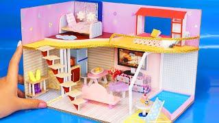 DIY Miniature Cardboard House #6 Swimming Pool, Kitchen, Bedroom, Living Room for a family