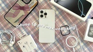  iphone 16 pro max 1TB (white titanium) unboxing  | aesthetic accessories, camera test..