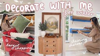 DECORATING the house for WINTER! target trip, new home decor + shelves update 