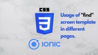 Usage of find screen template in different pages of Ionic app