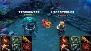 Dota 2 | Tidehunter vs Lifestealer lvl 30 | Normal Attacks Only | Same Full Items