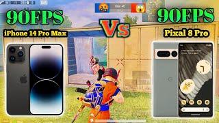 iPhone 14 Pro Max vs Google Pixal 8 Pro Bgmi Test | 90FPS vs 90FPS | 1v1 Challenge