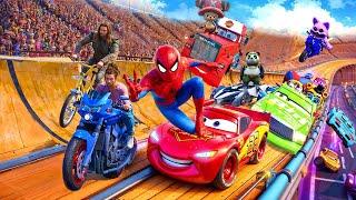 GTAV SPIDER - MAN 2️, FIVE NIGHTS AT GIRL PINK, AQUAMAN, CAPNAP, PANDA Join in Epic Stunt Racing