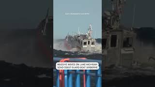 Massive waves on Lake Michigan send coast guard boat airborne