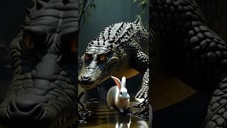  A Rabbit’s fight for life ️ #rabbit #crocodile