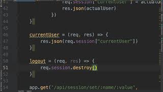 Implementing user logout in Node JS using session cs5610o sp20 12217