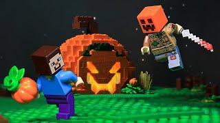 Scary Halloween Night Vs Killer Pumpkin in LEGO Minecraft | LEGO Minecraft Animation   Stop Motion