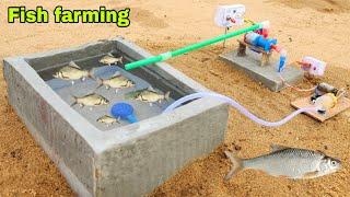 How to make mini water pump fish farming construction | Science project  