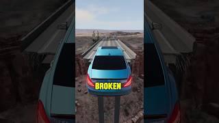 Which car can cross the broken bridge and brake before crash?  #beamngdrive #crashtest