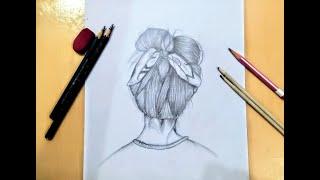 How to draw realistic girl hair ? || Vaibhavi soni arts ||
