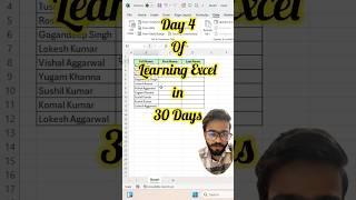 Day 4 | Excel Learning #exceltips #shorts #excel #exceltricks #exceltutorial #shortvideo