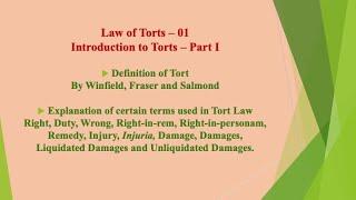 LAW OF TORTS 01   Introduction I