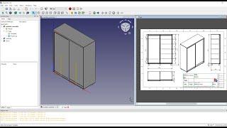 FreeCAD, parametric wardrobe with sliding doors.