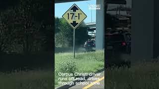 VIDEO: Corpus Christi driver runs off road, barely misses highway overpass