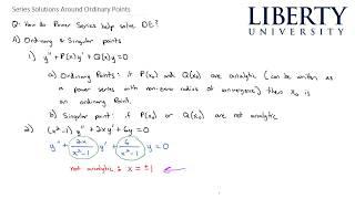 Series Solutions Around Ordinary Points