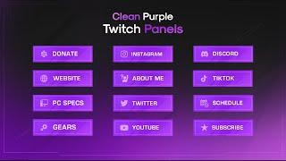 Purple Twitch Panels Template // Lo-fi Twitch Panels