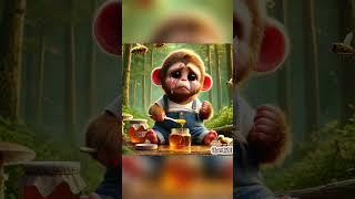 It’s painful for the little monkey to eat honey #cute#ai  #funny #monkey #annie