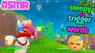 ASMR Gaming  Fortnite Solo Relaxing Sleepy Trigger Words Controller Sounds Whispering  