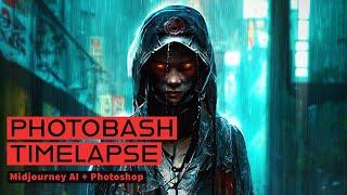 Midjourney AI Art + Photoshop | Photobash Timelapse – 01