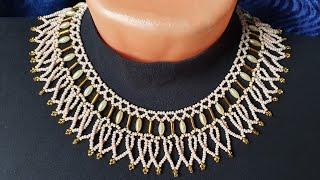 Колье из бисера/Колье воротник из бисера/Ажурное колье из бисера/Beaded collar/Beaded necklace