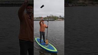 Can’t believe he caught the coffee! #coffee #michigan #manistee #paddleboarding