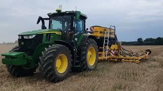 John Deere 7R 330 hp with Claydon Hybrid T6 on compacted heavy clay