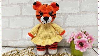 ТИГРИЦА в платье  вязаная крючком мастер класс. Символ 2022 года/crochet tiger/Tiger häkeln