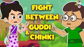 Fight Between Guddi & Chinki | Classmate | Animation | English Cartoon | Moral Stories |PunToon Kids