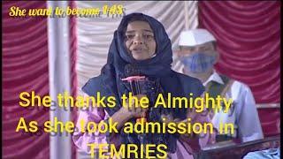chooliyaaasmaan | TMREIS student thanks almighty god as she took admission in TMREIS