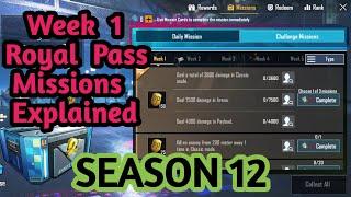 Season 12 WEEK 1 Royal Pass Missions Explained Pubg Mobile | Week 1 RP Mission Pubg Season 12