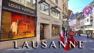 LAUSANNE SWITZERLAND  Relaxing walk through the city / Shopping Streets & Lake 4K HDR