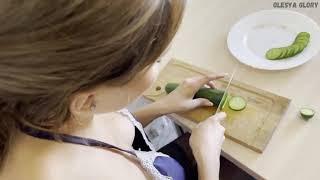 Olesya is preparing vegetables salad   How to Apply Makeup for Beginners