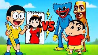 Drawing Challenge | Shinchan Nobita And Friends Funny 