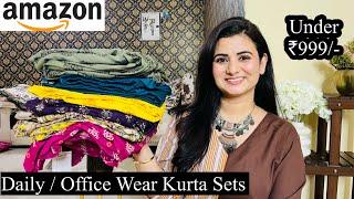 Must Have Amazon Kurta Set Haul, Floral Print Cotton Kurta Palazzo, Office Wear Kurta Pant Set