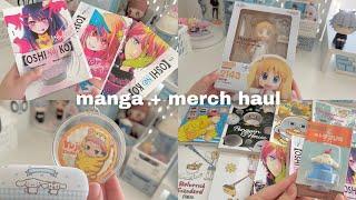 manga & anime merch haul + unboxing 🫧 nendoroid figure, sanrio, oshi no ko, nichijou, jjk, daiso