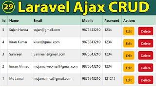 Laravel CRUD Operation using Ajax and jQuery  |  Step-by-Step Guide for Beginners in Hindi