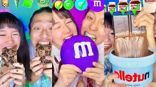 Rainbow Chocolate Emoji Food Challenge ASMR Compilation! Bubble teaBoba (Part1)