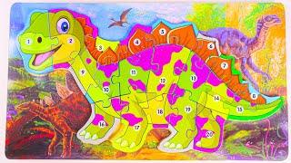 Learn & Counting Numbers 1-20 with Dinosaur Shape Matching Puzzle!Tyrannosaurus Rex for kids