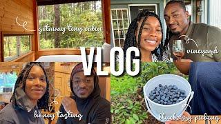 Getaway House Houston: Tiny Cabin Adventure Vlog | Newly Engaged Couple