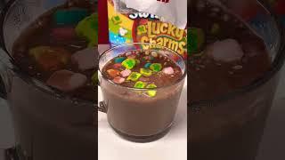 Making Hot chocolate drink with marshmallow lucky charms #shorts #asmr #asmrdrinking