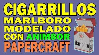 Marlboro Box para PEPAKURA modelado con Anim8or descargar PDF y PDO PAPERCRAFT PROPS CIGARRILLOS