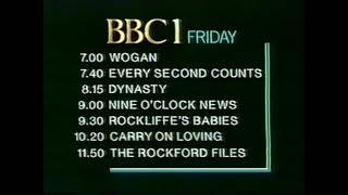 BBC1 evening rundown from Friday 18th March, 1988