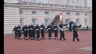 Buckingham Palace Changing of the Guard - the Royal Navy and 1st Battalion Grenadier Guards