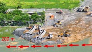 EP 244 / Wow! Action Dozer SHANTUI in Sand Construction Road Project Truck Dump SHACMAN Unloadoing